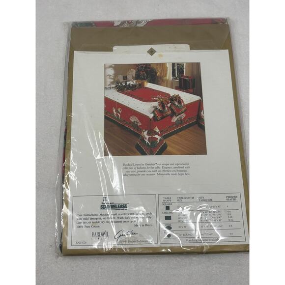Vtg Bardwil Christmas Tablecloth Napkins Oblong 52” X 70” Victorian Tidings NEW - Picture 7 of 11